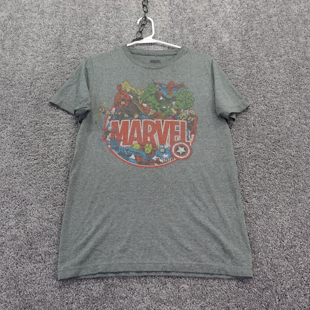 Marvel T Shirt Mens Small Gray Avengers Graphic Short Sleeve Crew Neck